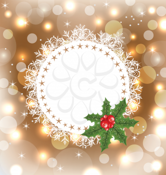 Illustration Christmas greeting card with mistletoe - vector