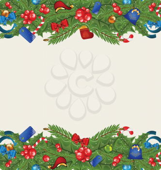 Illustration Christmas elegance background with holiday decoration - vector
