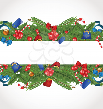 Illustration Christmas elegance card with holiday decoration - vector