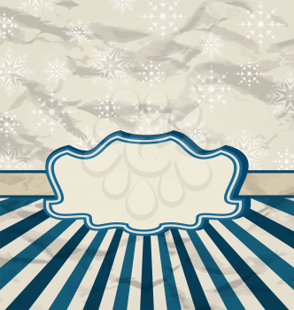Illustration retro vintage celebration card with snowflakes - vector