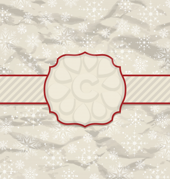 Illustration old vintage invitation with snowflakes - vector