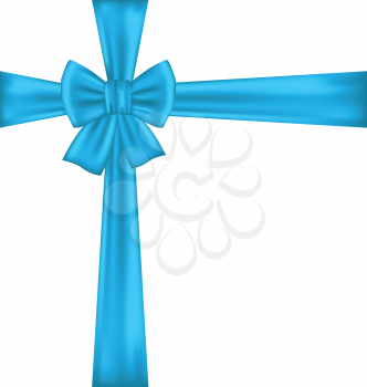 Illustration blue bow for packing gift - vector