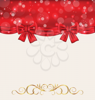 Illustration holiday background with gift bows - vector