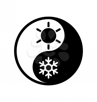 Illustration of symbol climate balance in shape yin-yang - vector isolated