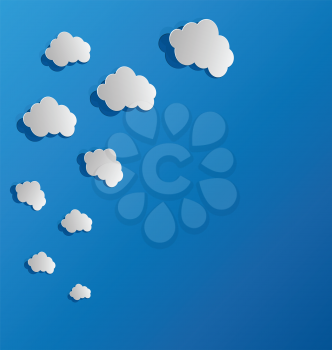 Illustration set cut out paper clouds, speech bubbles - vector