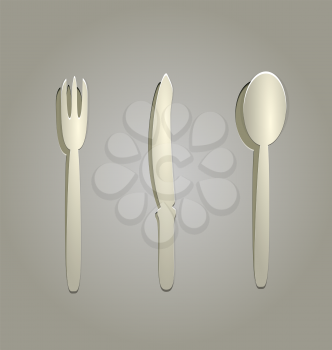 Illustration of fork, knife and spoon cut from paper - vector for design menu