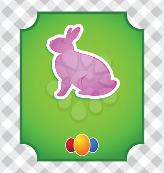 Illustration Easter card with colorful rabbit and eggs - vector
