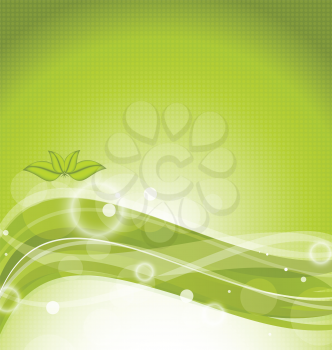 Illustration eco background with green leaves - vector
