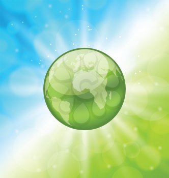 Illustration planet earth on glowing abstract background - vector