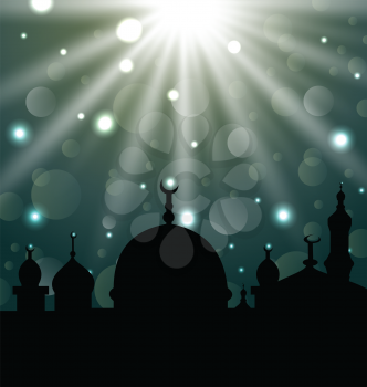 Illustration celebration glowing card for Eid Ul Adha festival - vector