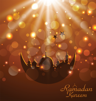 Illustration celebration glowing card for Ramadan Kareem - vector