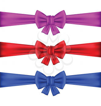 Illustration set colorful gift bows with ribbons - vector