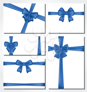 Illustration set of blue gift bows for design packing - vector