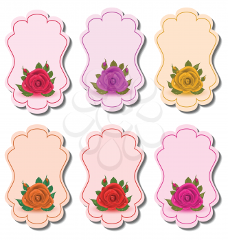 Illustration collection beautiful labels with roses - vector