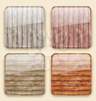 Illustration wooden backgrounds for the app icons - vector