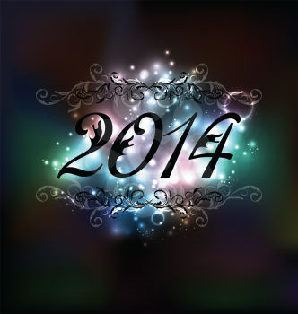 Illustration New Year glowing night background - vector