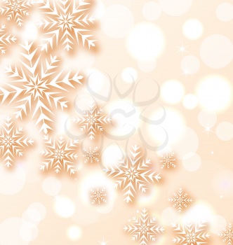 Illustration abstract Christmas light background with snowflakes - vector