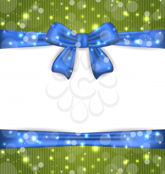 Illustration Christmas glowing card with ribbon bows - vector