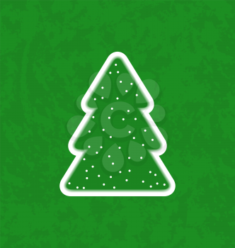 Illustration green paper cut-out christmas tree - vector 