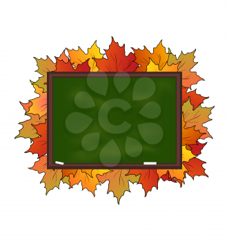 Illustration school board with maple leaves isolated - vector