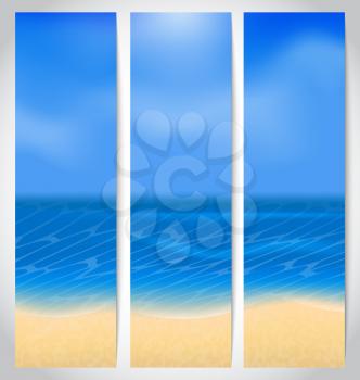 Illustration set cards with summer holiday background - vector