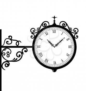 Illustration forging retro clock with vignette arrows - vector
