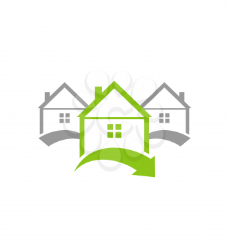 Illustration ecological concept icon renewable green houses - vector