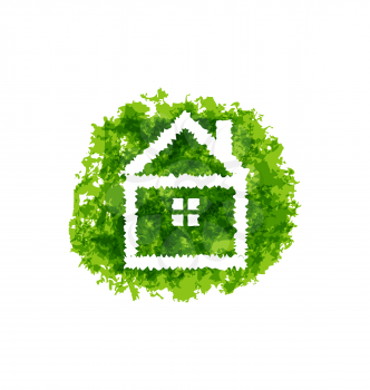 Illustration icon eco home on grunge background - vector