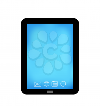 Illustration tablet computer with panel navigation, smart device isolated - vector