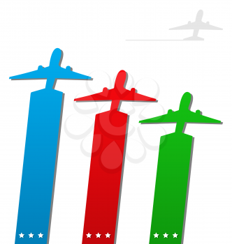 Illustration set of labels with airplanes for aviation company - vector