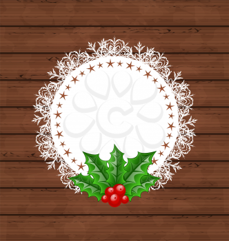 Illustration Christmas greeting card with holly berry - vector