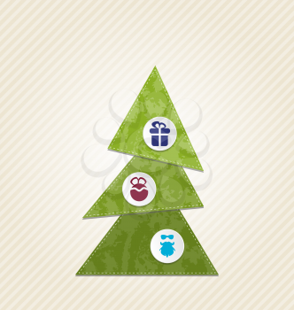 Illustration Christmas tree with infographics, minimal style - vector