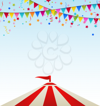 Illustration circus striped tent with flags- vector