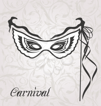 Illustration venetian carnival or theater mask with ribbons  - vector