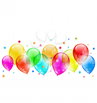 Illustration set colourful shiny balloons isolated on white background - vector