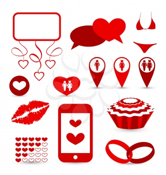 Illustration set infographic elements for valentine or wedding presentation - vector