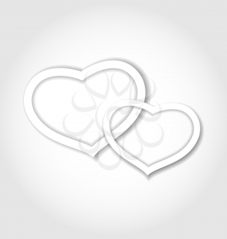Illustration paper hearts for Valentine Day for design card - vector