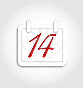 Illustration calendar icon for Valentines day on 14th february - vector