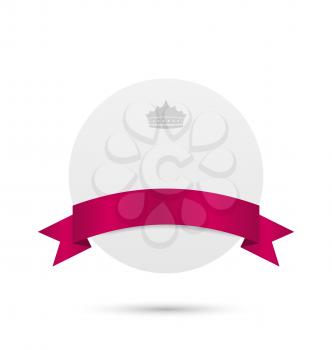 Illustration greeting card with pink ribbon and crown - vector