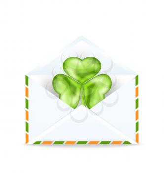Illustration envelope with clover isolated on white background  for St. Patrick's Day - vector