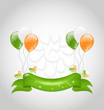 Illustration Irish balloons with clovers and ribbon for St. Patrick's Day - vector