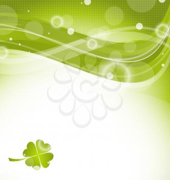 Illustration abstract wavy background with clover for St. Patrick's Day - vector