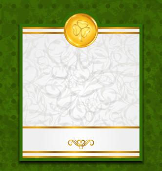 Illustration celebration card with coin for St. Patrick's Day - vector