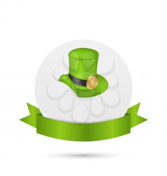 Illustration greeting card with hat and ribbon for St. Patrick's Day - vector