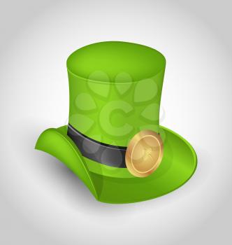 Illustration green hat with buckle in saint Patrick Day - isolated on white background - vector