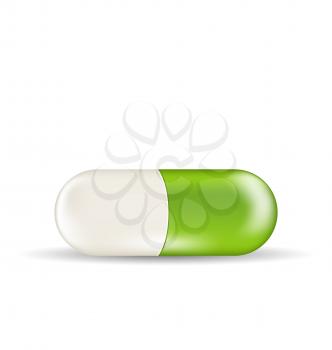 Illustration herbal pill isolated on white background - vector