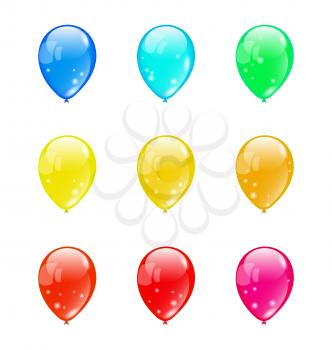 Illustration set colorful balloons isolated on white background (1) - vector
