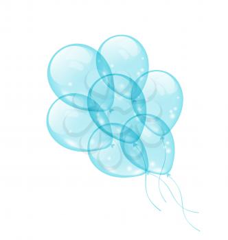 Illustration bunch blue balloons isolated on white background - vector