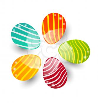 Illustration Easter set colorful ornamental eggs isolated on white background - vector