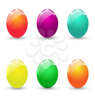 Illustration Easter set colorful eggs isolated on white background - vector